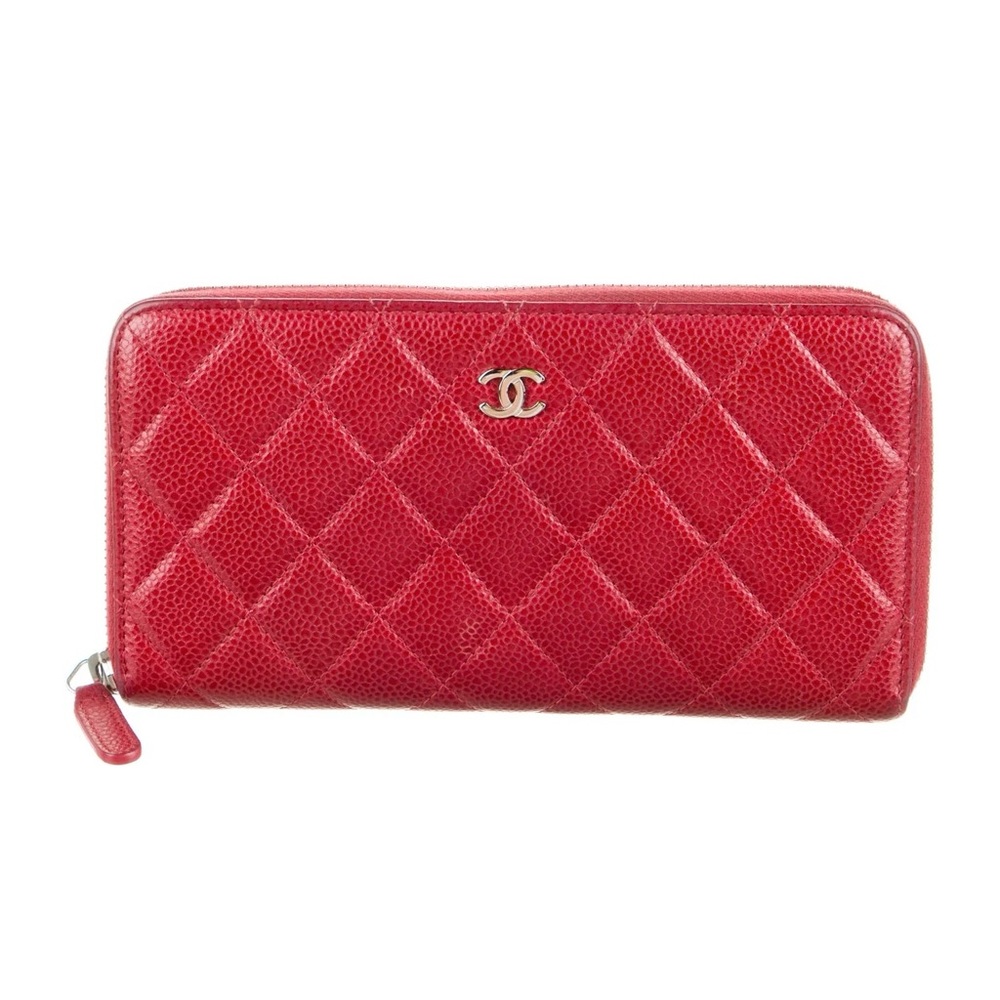 CAVIAR QUILTED LARGE GUSSET ZIP AROUND WALLET